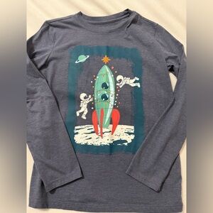 Cat & Jack Blue Long Sleeve Holiday Space Shirt